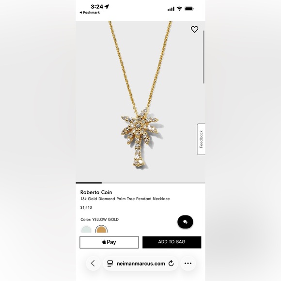 Roberto Coin Elegant Gold Palm Tree Pendant Necklace - Picture 5 of 6